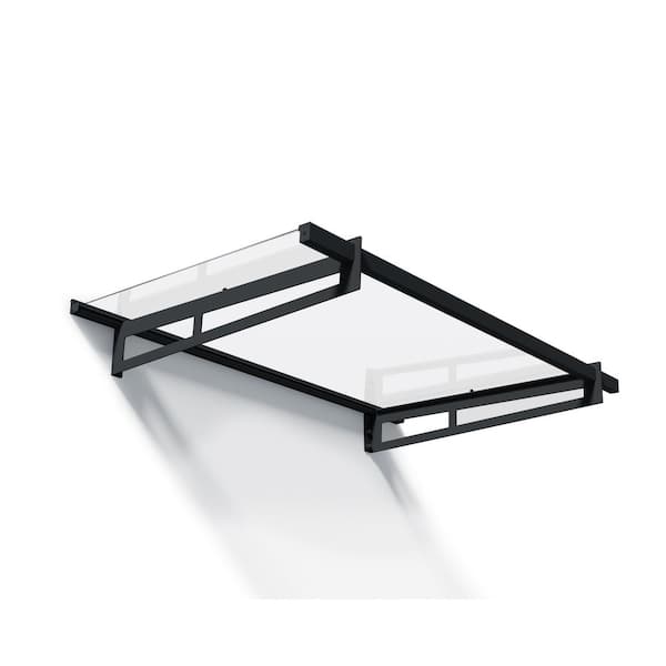 Bremen 3 ft. x 5 ft. Gray/Clear Door and Window Fixed Awning