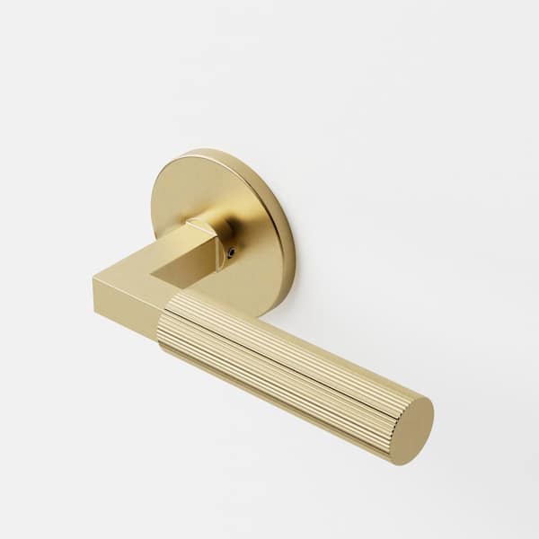 Mila Champagne Gold Modern Heavy Duty Linear Interior Dummy Door Handle, Round Plate and Concealed Screws (Double Dummy)