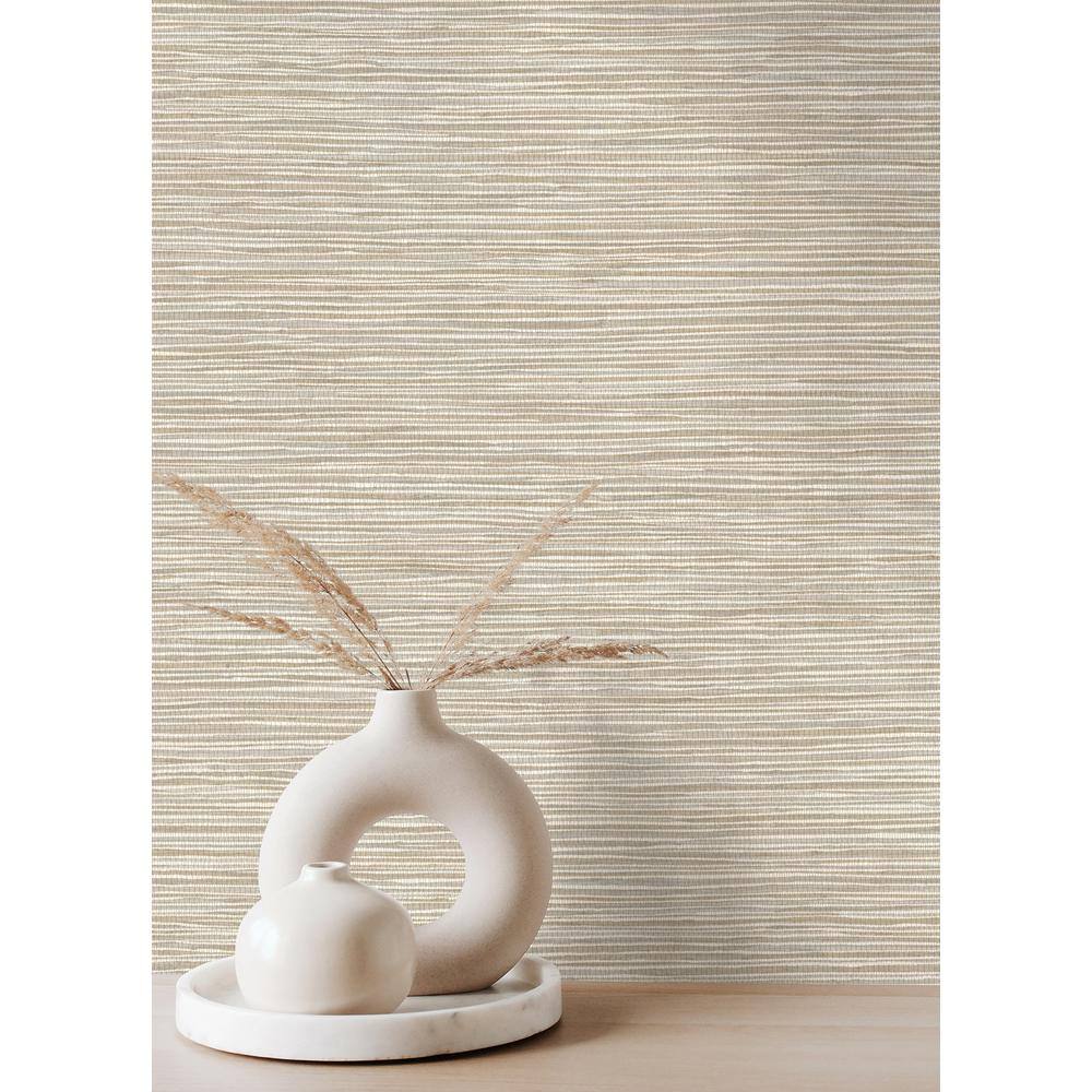 Taupe Faux Grasscloth Non-Woven Removable Wallpaper