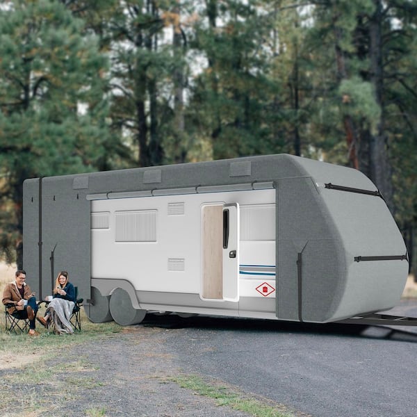 Travel Trailer Cover, 28-31 ft. RV Cover, Waterproof, and Rip-Stop Class A RV Cover, Top 300D Oxford Fabric Camper Cover
