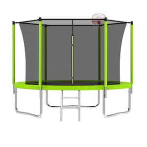 10 ft.  Outdoor Trampoline for Kids,Basketball Hoop&Ladder, Outdoor Trampoline with Safety Enclosure,Fast Assembly