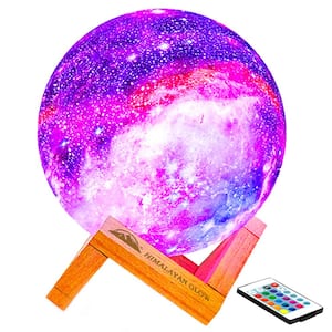 WBM Galaxy Lamp, 5.9 in. Multi-Color Novelty Lamp, 16-Colors USB Rechargeable LED Light Lamp with Remote/Touch Control