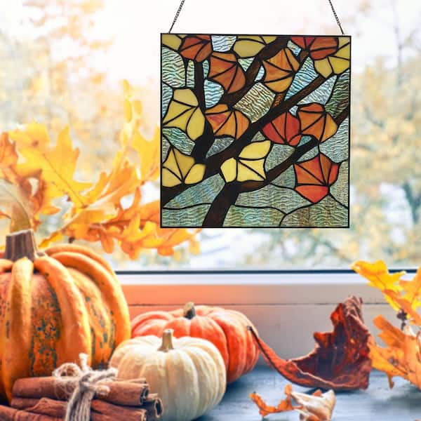 Orange Cat Decor, Handcrafted Stained Glass Window Hangings for