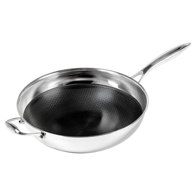 Circulon SteelShield Large 14 in. Clad Stainless Steel Induction Wok with  Hybrid SteelShield and Nonstick Technology, with Lid 30053 - The Home Depot