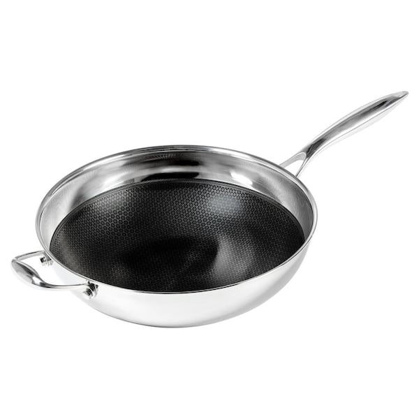 Black Cube 12.5 in. Hybrid Quick Release Wok in Stainless Steel