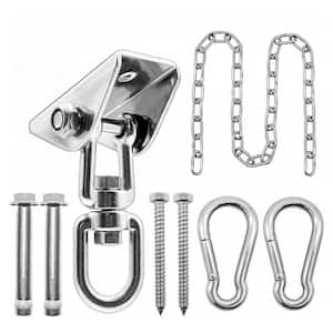 Stainless Steel Hammock Hanging Kit with Swing Chain, Hanging Hook Hanger, Carabiner Clips and Screws