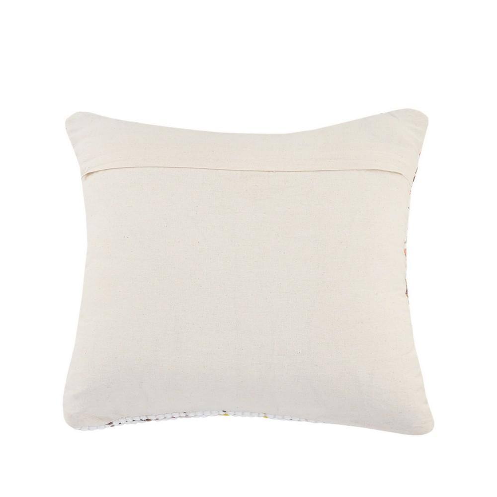 White and Multicolored Chevron Cotton Chindi Throw Pillow 20" x 20"