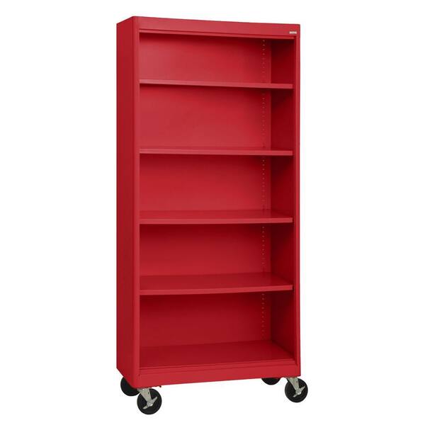 Sandusky Radius Edge Red Mobile Steel Bookcase