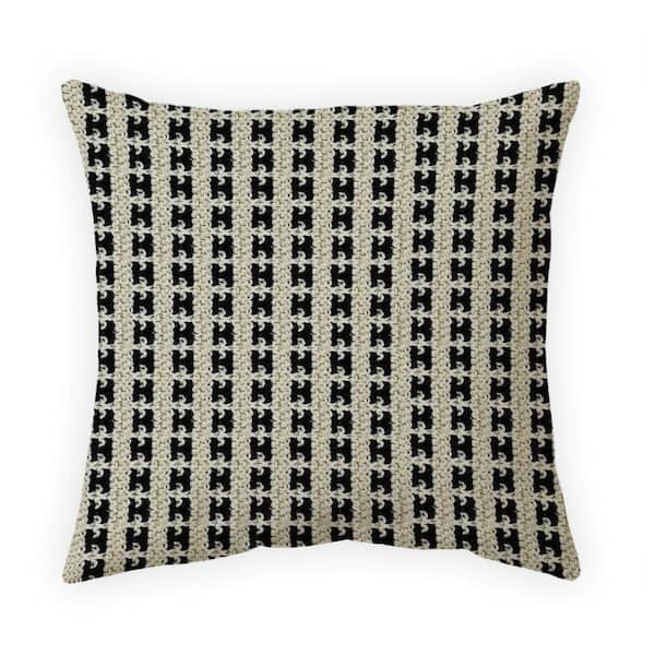 Unbranded 18 in. x 18 in. Woven Black/Ivory Stripe Outdoor Recyled Polyester Throw Pillow