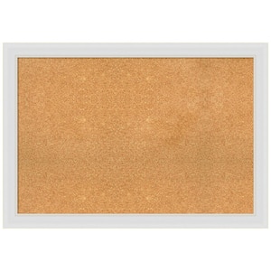 Flair Soft White 39.88 in. x 27.88 in. Framed Corkboard Memo Board