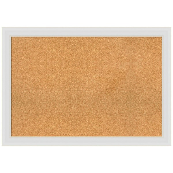 Amanti Art Flair Soft White 39.88 in. x 27.88 in. Framed Corkboard Memo Board
