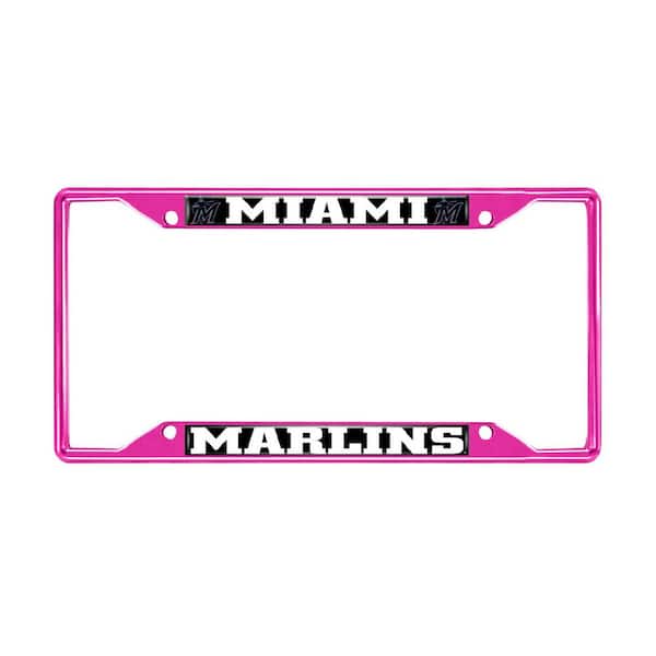FANMATS Universal Fit MLB - Miami Marlins License Plate Frame - Pink