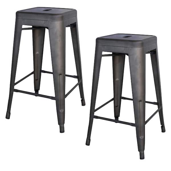 Furniture of America Ambrilla 41 in. Satin Plated and Black High Back Metal  Extra Tall Foot Rest Cushioned Bar Stools (Set of 2) IDF-BR801BK-24 - The  Home Depot