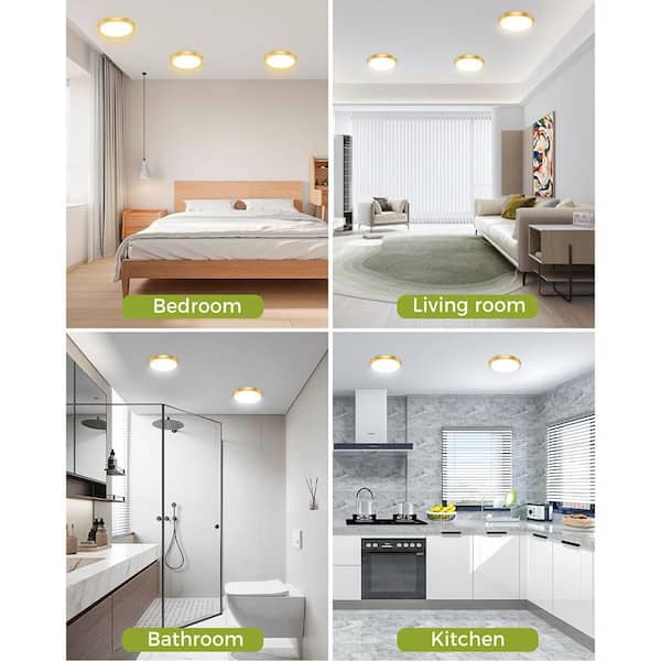 7.5 in. 1-Light Gold Integrated LED Flush Mount (2-Pack) Lamp-1159