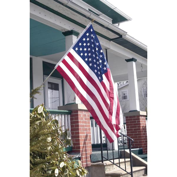3 x 5 Foot Polycotton US American Flag Kit with 6 Foot Steel Pole and Bracket 