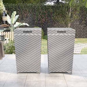 Limewood 120 Gal. Gray and White Outdoor Trash Can (Set of 2)