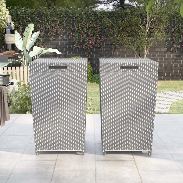 Limewood 120 Gal. Gray and White Outdoor Trash Can (Set of 2)