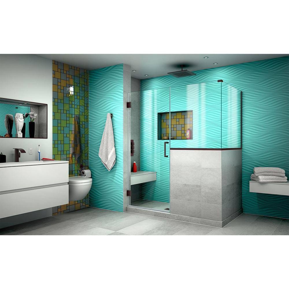Unidoor Plus 59" Frameless Hinged Shower Enclosure with Clear Glass