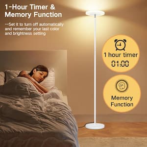 Double Side Lighting 70 in. White Dimmable and Color Temperature Adjustable LED Torchiere Floor Lamp