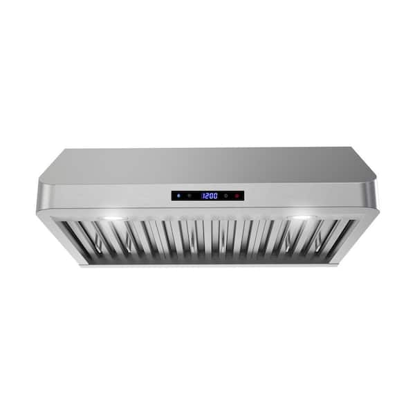 30 in. 406 CFM Montecreto Ductless Under Cabinet Range Hood in Brushed Steel, Baffle Filters,Touchpad Control,LED Lights