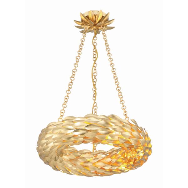 Crystorama Broche 6 Light Integrated LED Antique Gold Chandelier
