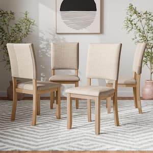Jovie Natural Fabric Upholstered Dining Chair (Set of 4)