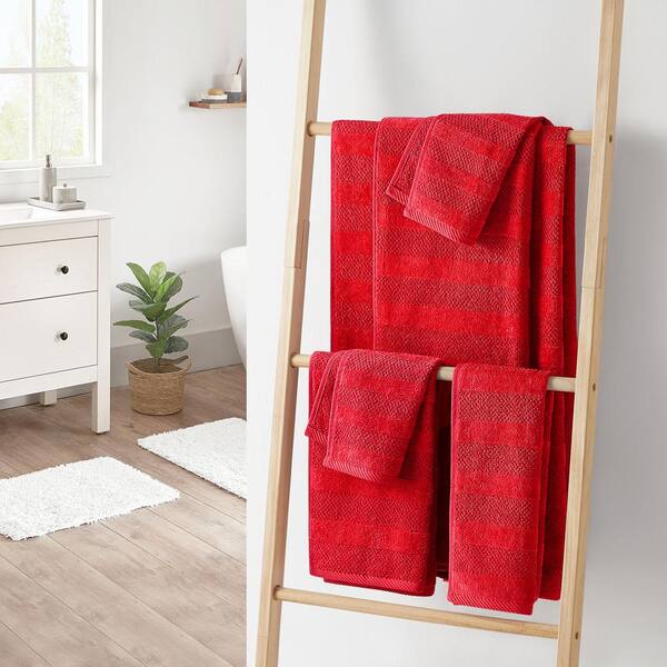 Cannon 4-Piece Crimson Cotton Quick Dry Bath Towel Set (Shear Bliss) in Red | CANCAN204191