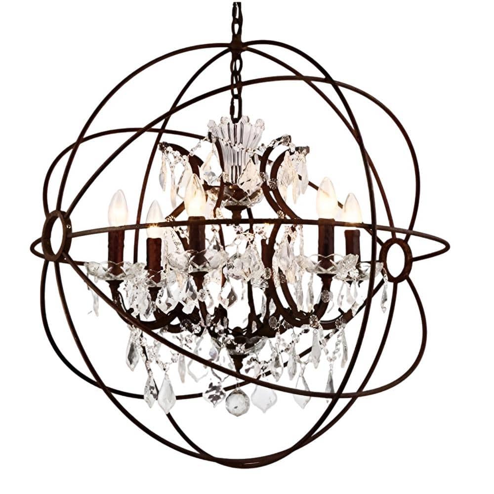 Eleganty 6-Light Oil Bronzed Chandelier for Stairsway Foyer with No Bulbs I