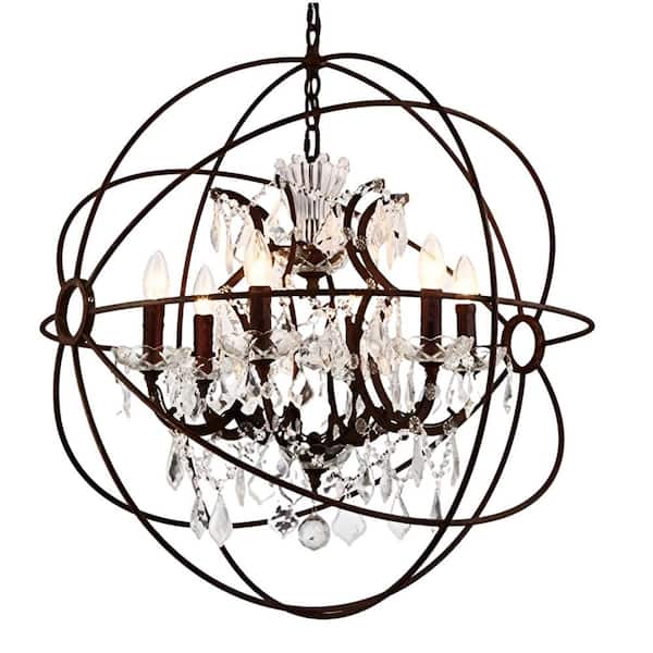 Unbranded Eleganty 6-Light Oil Bronzed Chandelier for Stairsway Foyer with No Bulbs Included