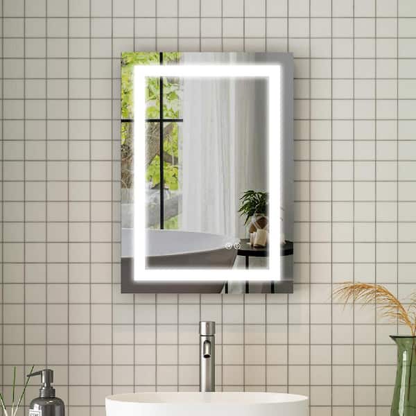 WELLFOR ALINA 20 in. W x 28 in. H Rectangular Frameless Anti-Fog 3 Colors Dimmable Wall Bathroom Vanity Mirror in Aluminum,LED