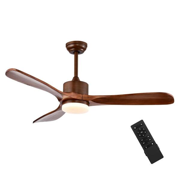 Costway 52 in. LED Brown Ceiling Fan Reversible Ceiling Fan with Adjustable Temperature F1W