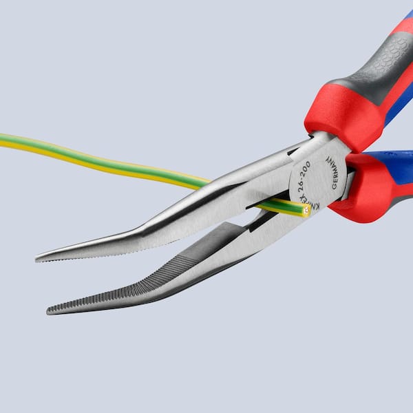 KNIPEX 8 in. Angled Long Nose Pliers with Cutter and Dual