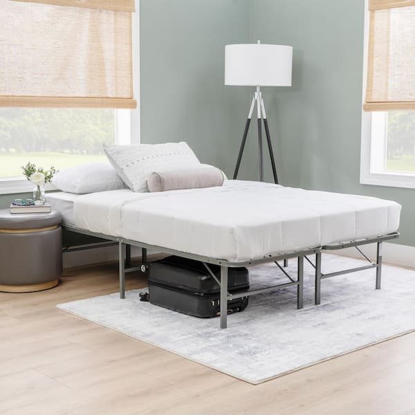 Frannick Gray Dark Pewter Metal Frame Full Folding Platform Bed
