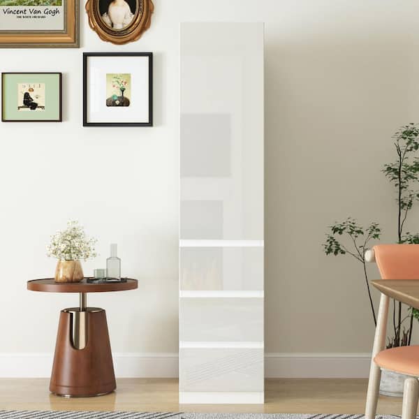 IDEAGLE Cream White Kitchen Pantry Storage Cabinet with Roll-Out Drawer Food Pantry Cabinet with Doors Shelves Kitchen Sideboard