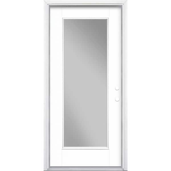 Masonite 36 in. x 80 in. Full Lite Left Hand Inswing Painted Smooth Fiberglass Prehung Front Door w/ Brickmold, Vinyl Frame