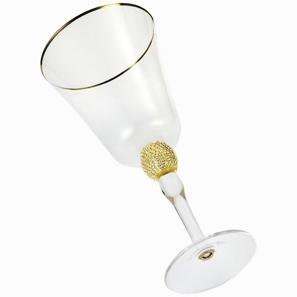 Modern Unique Metallic Rose Gold Tone Stemmed Champagne Flute Glasses, Set  of 6