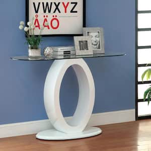 Babb 47.25 in. White Specialty Oval Glass Console Table