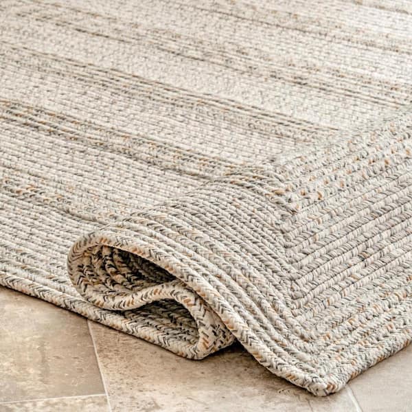 nuLOOM Rowan Braided Texture Ivory 7 ft. 6 in. x 9 ft. 6 in. Indoor/Outdoor Oval  Rug