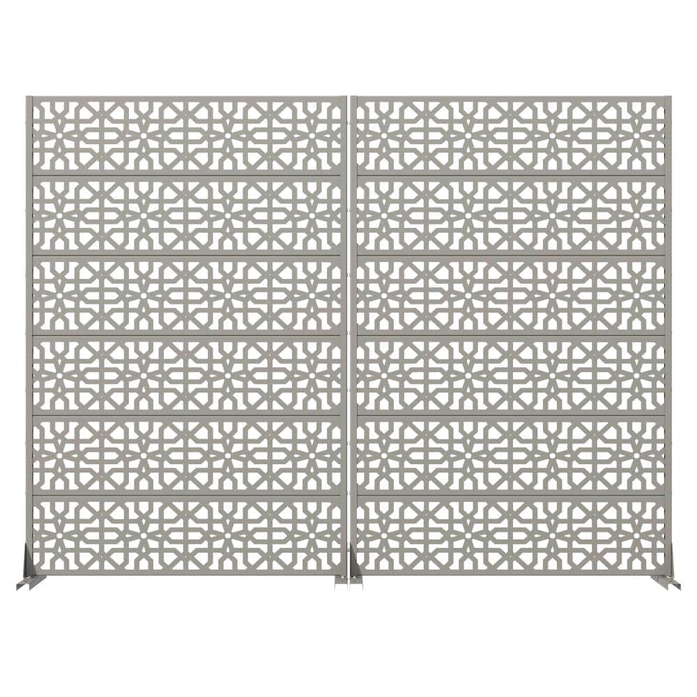 72 in. H x 47 in. W Outdoor Gray Galvanized Steel Decorative Garden Fence Privacy Screen (2-Pack) price history on PriceWatchPro