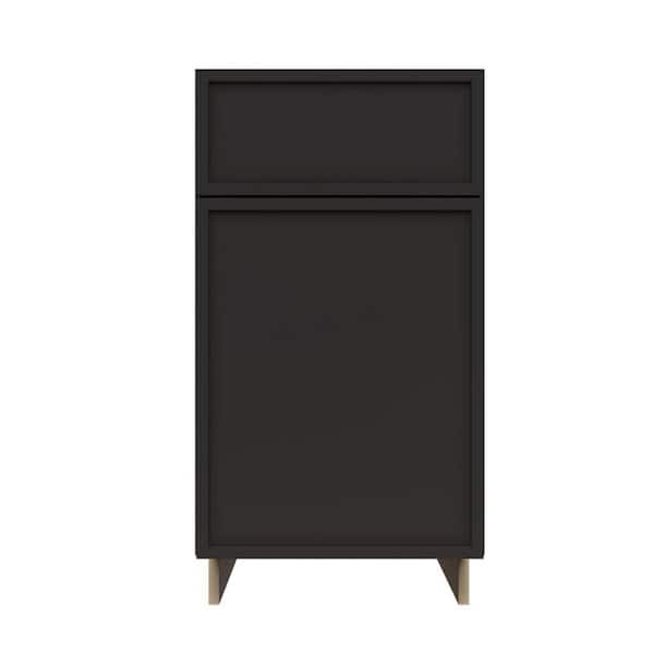 Slim Shaker Assembled 18 in. W x 34.5 in. H x 24 in. D Trash Can Base Kitchen Cabinet in Black