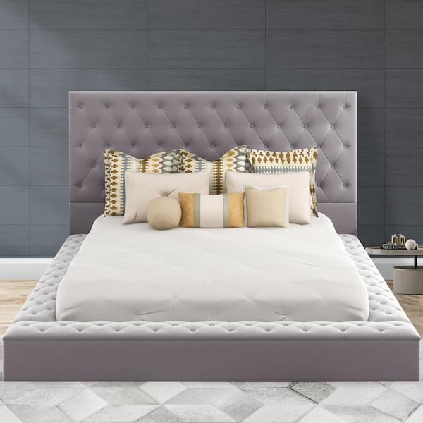 Bed - Grey Velvet Fabric, Chrome Channel IF-5620 – Parliament