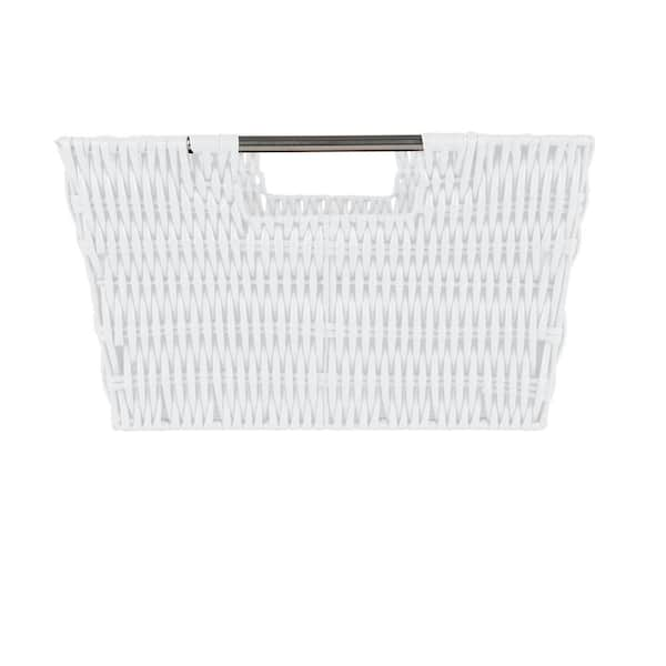 SIMPLIFY 4.5 in. x 6.5 in. White Small Shelf Storage Rattan Tote Basket  25454-WHITE - The Home Depot