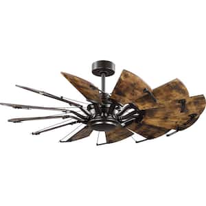 Springer Collection 52 in. 12-Blade Bronze Distressed Walnut Blades DC Motor Farmhouse Windmill Ceiling Fan with Remote