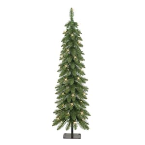 4 ft Pre-Lit Artificial Pencil Alpine Artificial Christmas Tree