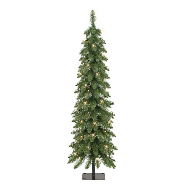 Puleo International 4 ft. Prelit Artificial Pencil Alpine Artificial Christmas Tree