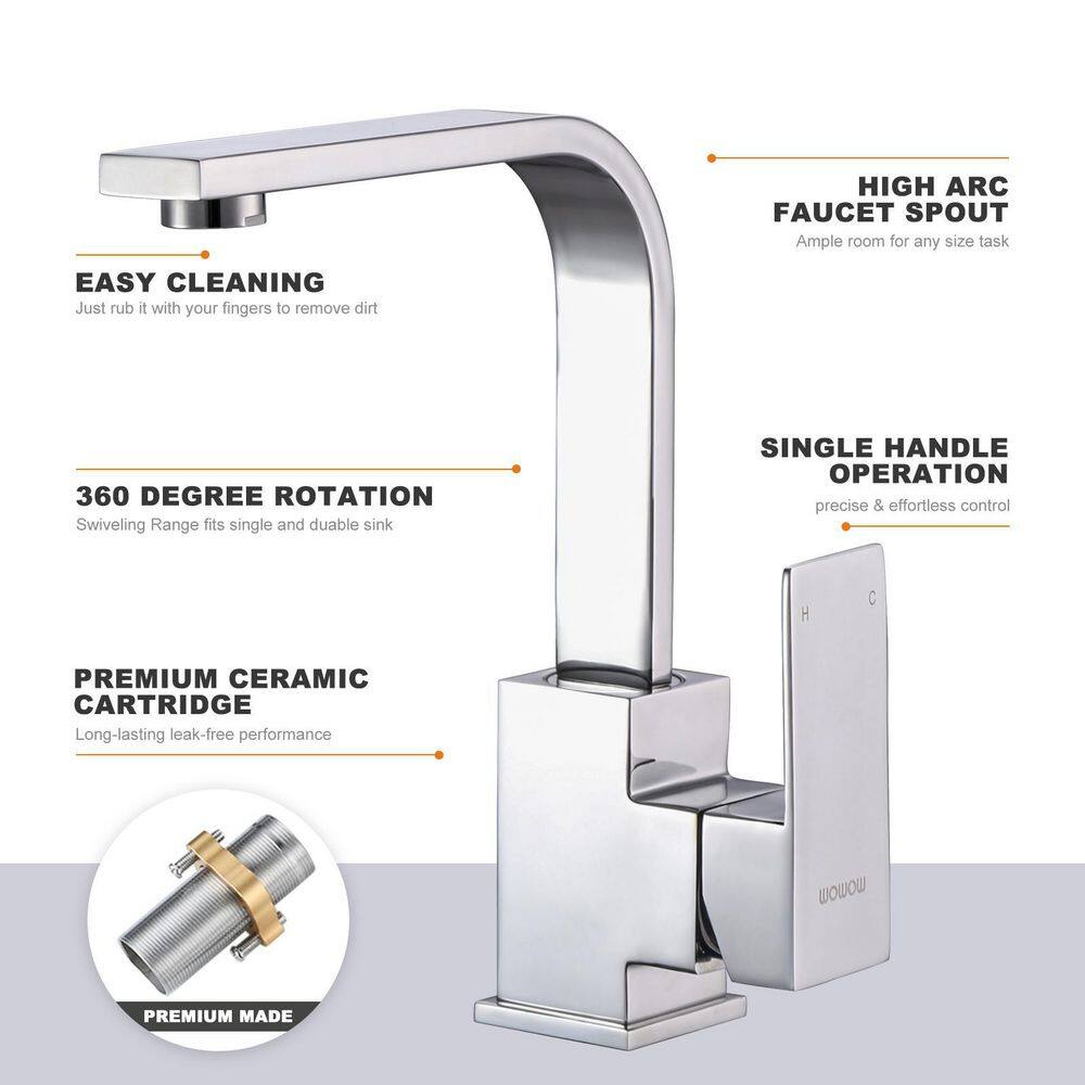 Polished Chrome Single Handle Bar Faucet with Stainless Steel