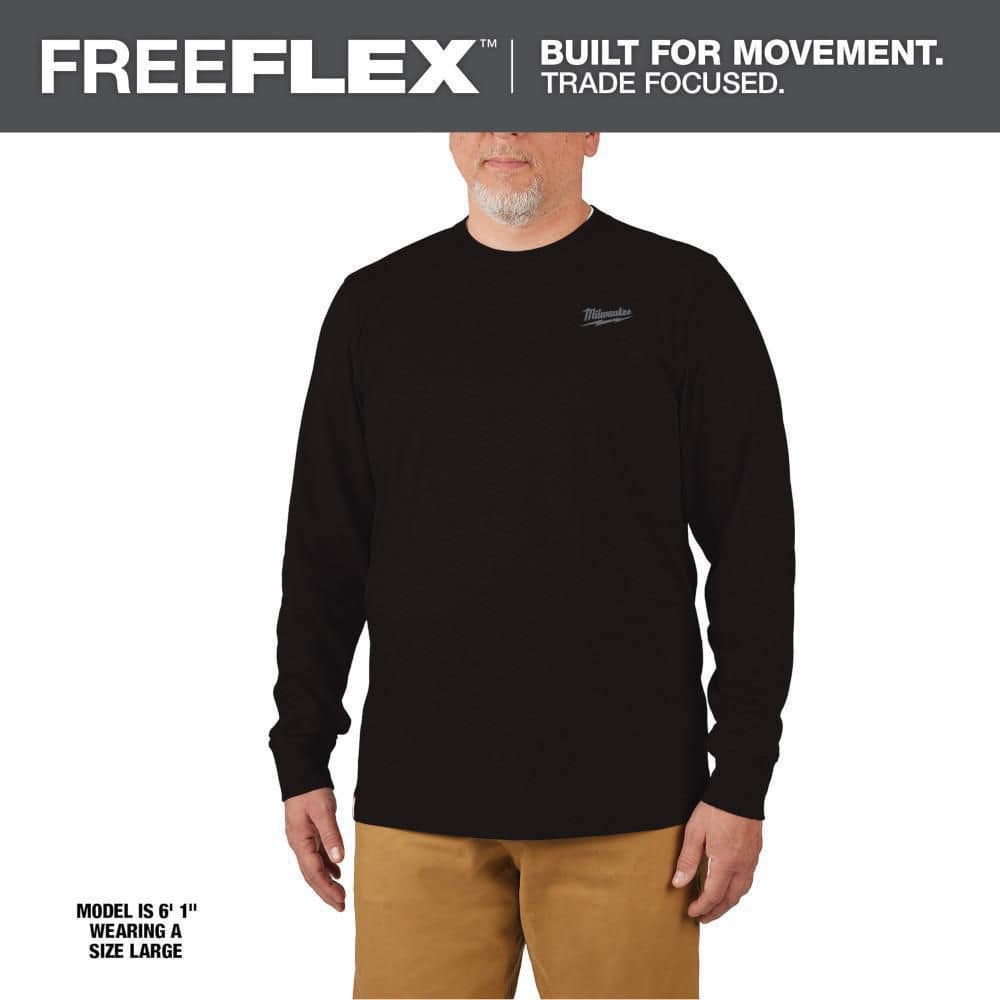 Men's Medium Black Cotton/Polyester Long-Sleeve Hybrid Work T-Shirt price history on PriceWatchPro
