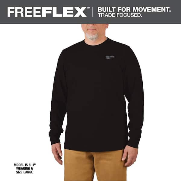 Men's Medium Black Cotton/Polyester Long-Sleeve Hybrid Work T-Shirt