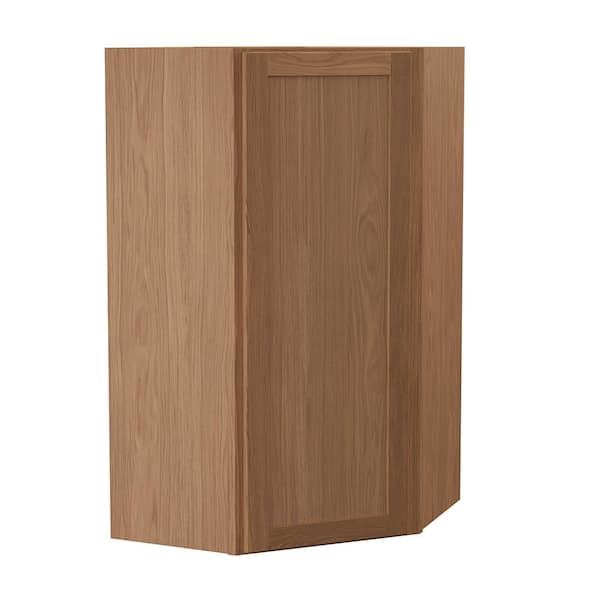 Sinclair 24 in. W x 12 in. D x 42 in. H Assembled Corner Wall Cabinet in Shaker Saddle Oak
