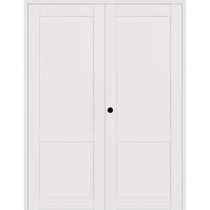 2-Panel Shaker 72 in. x 84 in. Right Active Snow-White Wood Composite Solid Core Double Prehung Interior Door